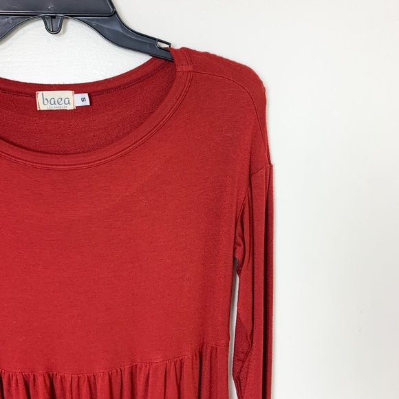Baea brick red long sleeve tunic top small - Picture 2 of 7